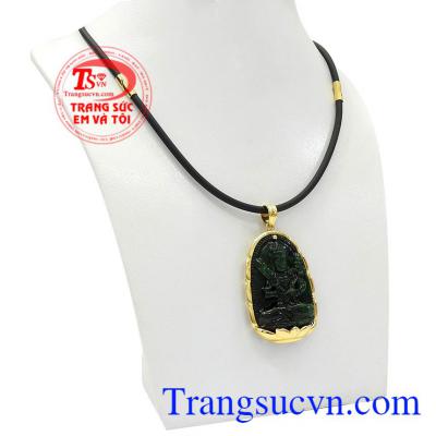 Bộ trang sức phật jadeite tuổi sửu-tuổi dần được kết hợp vàng tây 14k và ngọc cẩm thạch thiên nhiên. 
