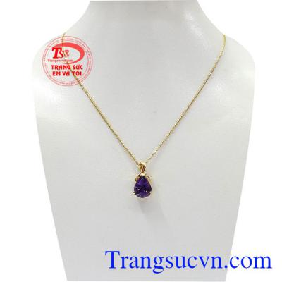 Bộ trang sức thạch anh tím 14k kết hợp tinh tế, phong cách,Bộ trang sức thạch anh tím 14k