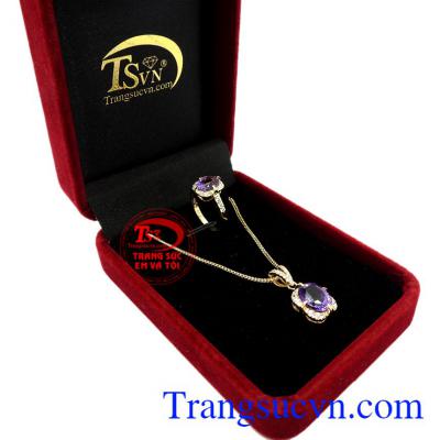 Bộ trang sức vàng thạch anh tím đẹp