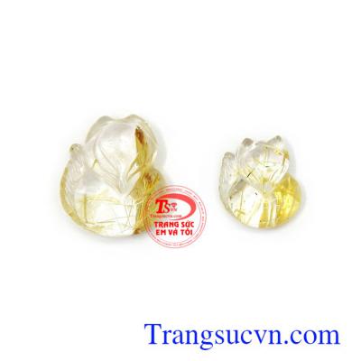 Cặp hồ ly thạch anh tóc may mắn màu sắc tươi sáng, chế tác tinh xảo, phù hợp làm mặt dây chuyền, mặt nhẫn đeo sang trọng, quý phái