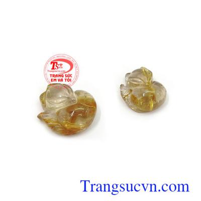 Cặp hồ ly thạch anh tóc quyền lực chạm khắc đẹp, chất lượng đá đảm bảo