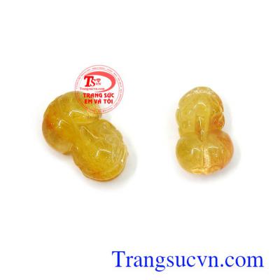 Cặp tỳ hưu thạch anh tóc bình an phù hợp làm mặt nhẫn, mặt dây chuyền đeo hợp thời trang và phong thủy