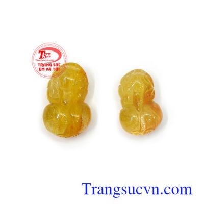 Cặp tỳ hưu thạch anh tóc bình an đá thiên nhiên cao cấp, đường nét chế tác tinh xảo, độc đáo