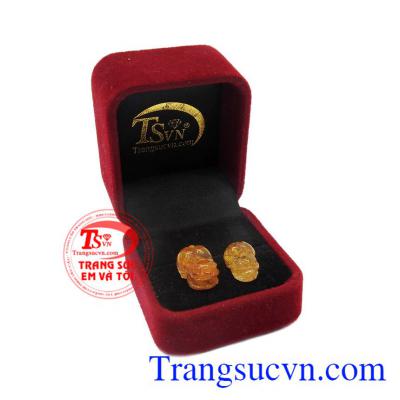 Cặp tỳ hưu thích hợp làm mặt dây hoặc mặt nhẫn. Cặp tỳ hưu thạch anh tóc đại cát.