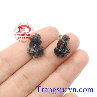 Cặp tỳ hưu thạch anh tóc đen đại cát