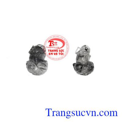 Cặp tỳ hưu thạch anh tóc đen đẹp được chạm khắc tinh tế hợp phong thủy,Cặp tỳ hưu thạch anh tóc đen đẹp