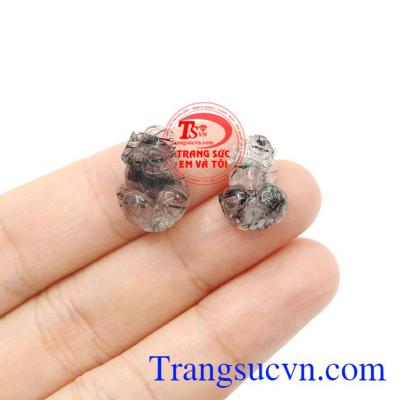 Cặp tỳ hưu thạch anh tóc đen đẹp