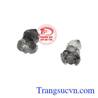 Thạch anh tóc đen mang lại sự lạc quan, yêu đời, xua tan khỏi những buồn phiền,Cặp tỳ hưu thạch anh tóc đen đẹp