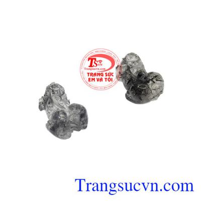 Mặt dây tỳ hưu thạch anh tóc đen giúp cân bằng năng lượng, mang lại sức khỏe, bình an và may mắn đến cho bạn,Cặp tỳ hưu thạch anh tóc đen may mắn