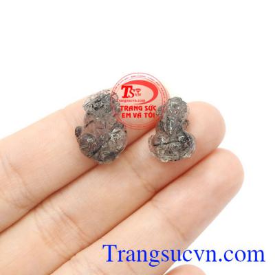 Cặp tỳ hưu thạch anh tóc đen thịnh vượng