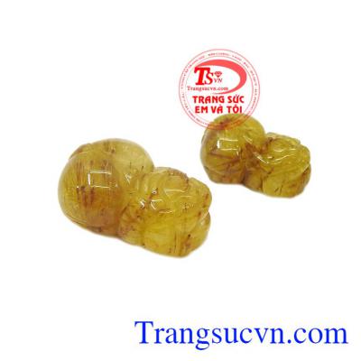 Trang sức thạch anh tóc. Cặp tỳ hưu thạch anh tóc đẹp