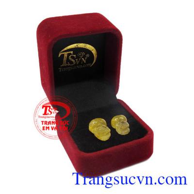 Sản phẩm có thể làm mặt dây hoặc mặt nhẫn. Cặp tỳ hưu thạch anh tóc thịnh vượng.