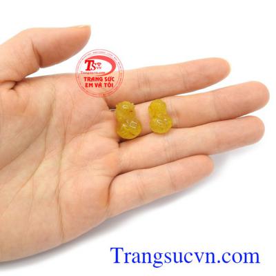 Cặp tỳ hưu thạch anh tóc vàng may mắn