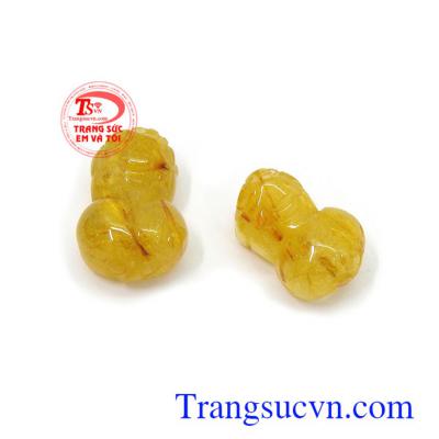 Cặp tỳ hưu thạch anh tóc vàng may mắn bền đẹp, chất lượng, chế tác theo yêu cầu