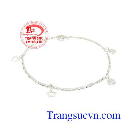 Lắc chân bạc nữ may mắn