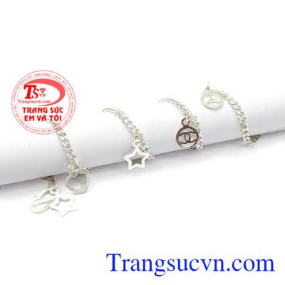 Trang sức bạc đẹp. Lắc chân bạc nữ may mắn