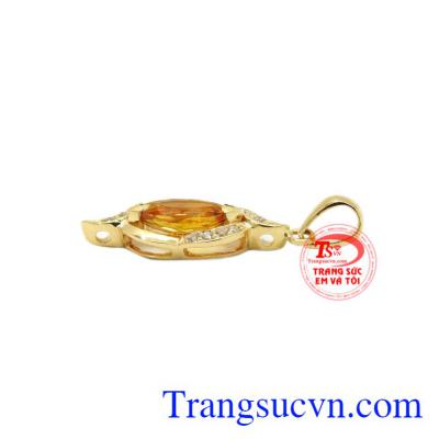 Mặt dây nữ thạch anh vàng đẹp có giấy kiểm định đá quý.