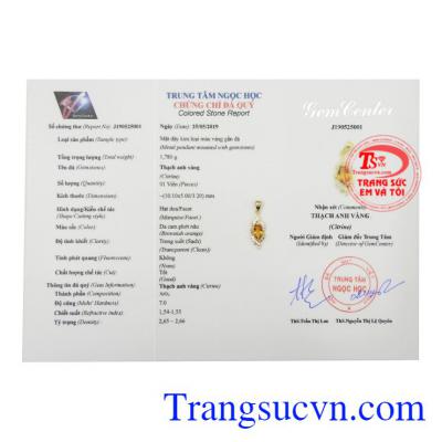 Mặt dây nữ thạch anh vàng đẹp