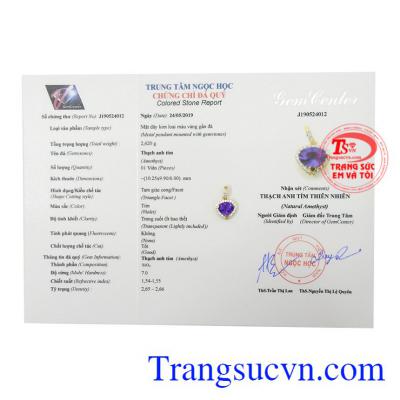 Mặt dây nữ vàng thạch anh tím đẹp