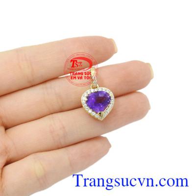 Mặt dây nữ vàng thạch anh tím đẹp thiên nhiên.