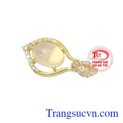 Mặt dây chuyền Opal bọc vàng quý phái tinh tế