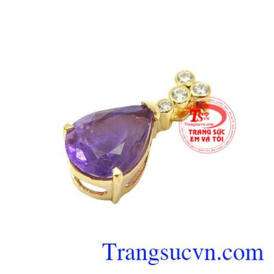 Mặt dây chuyền thạch anh bọc vàng 14k sáng bóng đảm bảo chất lượng hợp thời trang, sang trọng và phong thủy