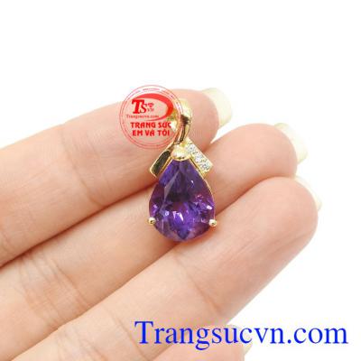 Sản phẩm thích hợp làm người thân hoặc bạn bè,Mặt dây thạch anh tím vàng 14k
