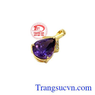Mặt dây thạch anh tím quý phái đeo hợp thời trang và phong thủy,Mặt dây thạch anh tím vàng 14k