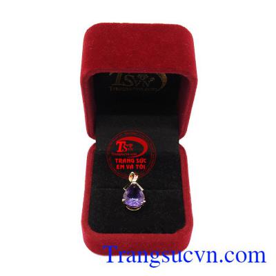 Mặt dây thạch anh tím vàng 14k