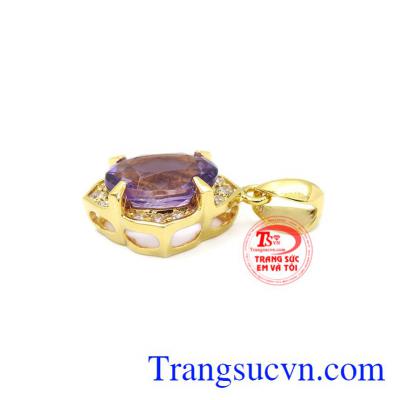 Mặt dây vàng thạch anh tím facet có giấy kiểm định. 