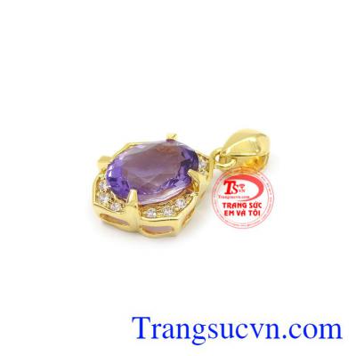 Đá thạch anh tím mang lại nhiều may mắn cho gia chủ,sản phẩm bọc vàng 14k đẹp. Mặt dây vàng thạch anh tím facet