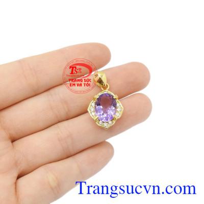 Mặt dây vàng thạch anh tím facet