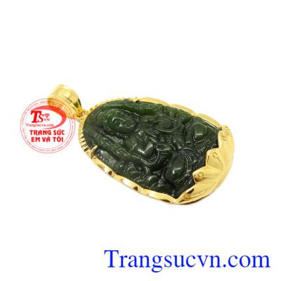 Mặt phật bản mệnh tuổi Tý Nephrite được chạm khắc hình phật Thiên Thủ Thiên Nhãn.