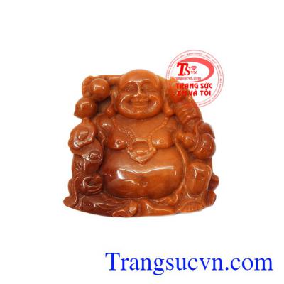 Mặt phật Di Lặc ngọc cẩm thạch huyết được chế tác tinh tế, đẹp mắt.