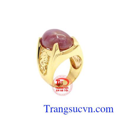 Nhẫn nam Ruby sao vàng 14k có giấy kiểm định đá quý uy tín.