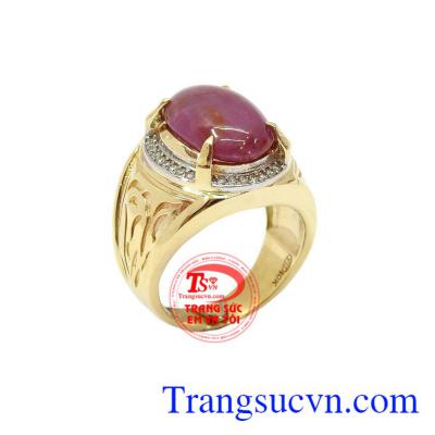 Nhẫn Nam Ruby vàng 10k được thiết kế 3D đẹp được chế tác tinh xảo, chạm khắc đẹp