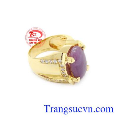 Nhẫn nam Sapphire vàng 10k có giấy kiểm định đá quý uy tín.