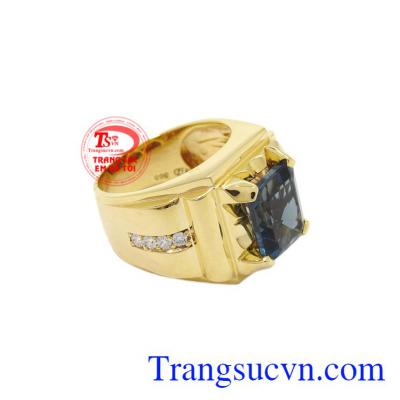 Nhẫn nam vàng Topaz thời thượng có giấy kiểm định đá quý.