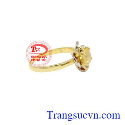 Nhẫn nữ vàng gắn đá Opal thiên nhiên dành cho phái đẹp, đeo hợp thời trang và quý phái