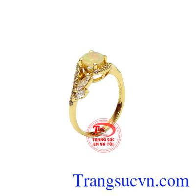 Nhẫn nữ Opal vàng 14k được chế tác từ đá Opal thiên nhiên bọc vàng 14k chất lượng,Nhẫn nữ Opal vàng 14k