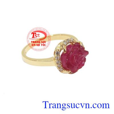 Nhẫn nữ vàng gắn đá quý ruby thiên nhiên dành cho phái đẹp, đeo hợp thời trang và quý phái