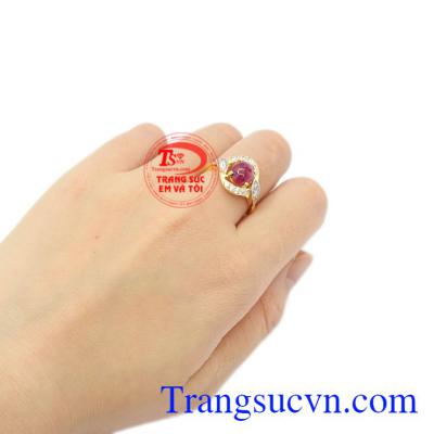 Nhẫn nữ Ruby quý phái thiên nhiên vàng 14k.