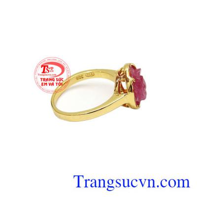 Viên đá này có thể mang lại may mắn cho người sở hữu nó,Nhẫn nữ Ruby vàng 14k dịu dàng