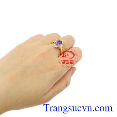 Nhẫn thạch anh tím vàng 14k