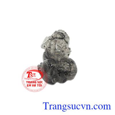 Sản phẩm chế tác tinh tế, hợp phong thủy. Tỳ hưu thạch anh tóc đen mệnh mộc