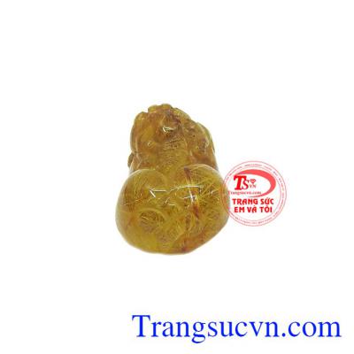 Tỳ hưu thạch anh tóc thiên nhiên thịnh vượng được chế tác tinh tế, hợp phong thủy. 