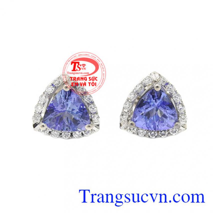 Hoa tai Tanzanite vàng trắng