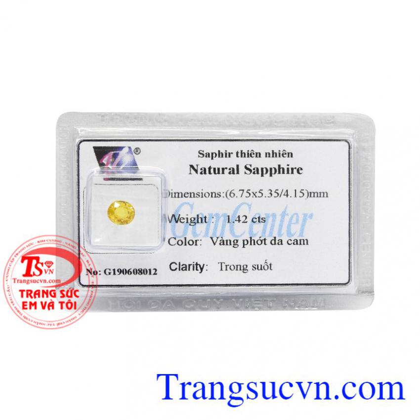 Mặt Sapphire vàng thiên nhiên
