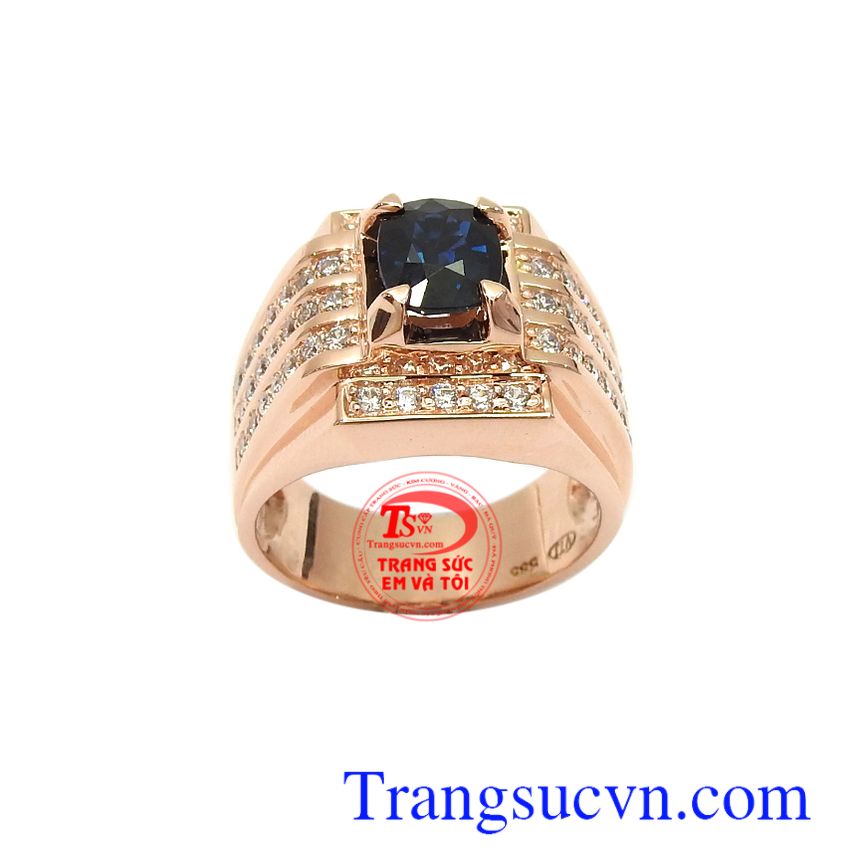 Nhẫn nam vàng hồng sapphire may mắn là biểu tượng của tình yêu, hôn nhân bền vững, sự giàu có và lòng chung thủy