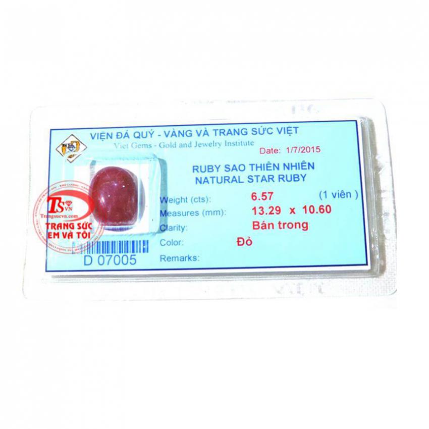 Ruby sao thật tự nhiên